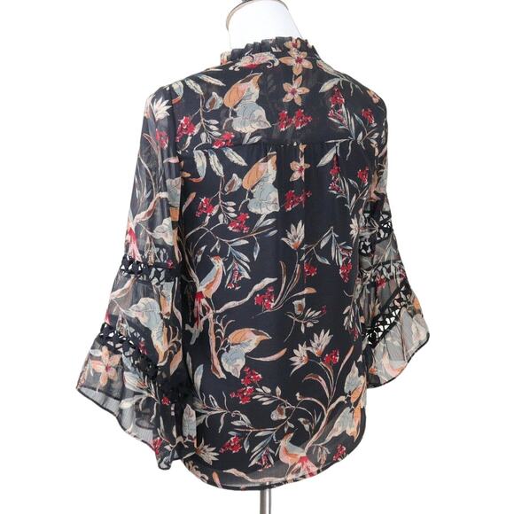 Anthropologie Maeve Size XS Odette Peasant Blouse Floral Print Black - Picture 4 of 11